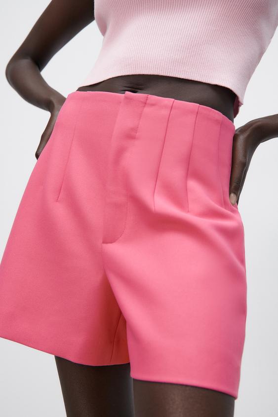 HIGH-RISE BERMUDA SHORTS - Fuchsia 
