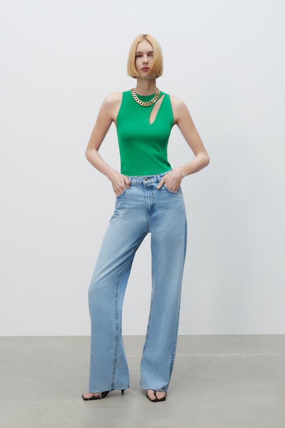 JERSEY PUNTO CUT OUT - Verde medio | ZARA Chile
