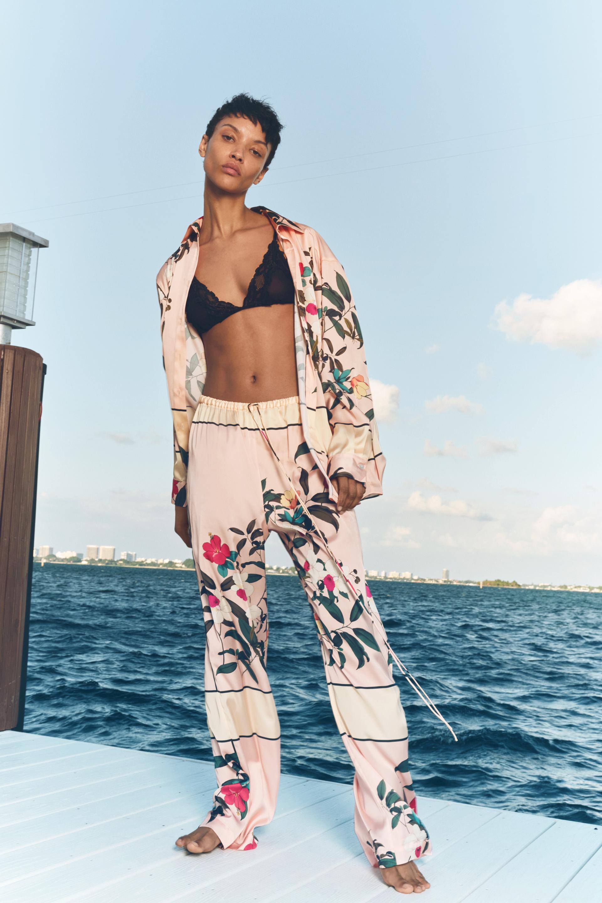 FLORAL SATIN SHIRT - Pale pink | ZARA 