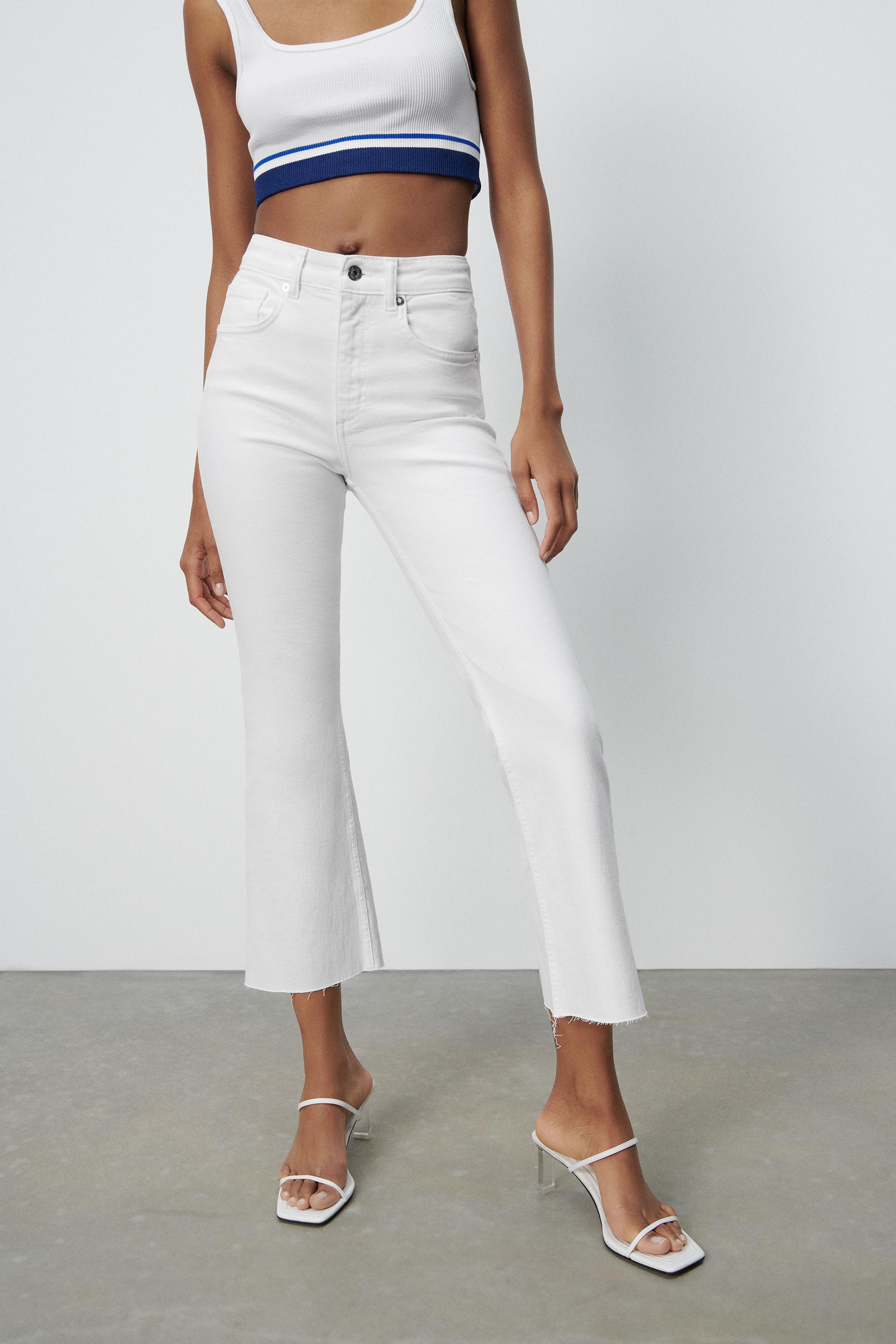 CROPPED FLARED JEANS - White | ZARA 