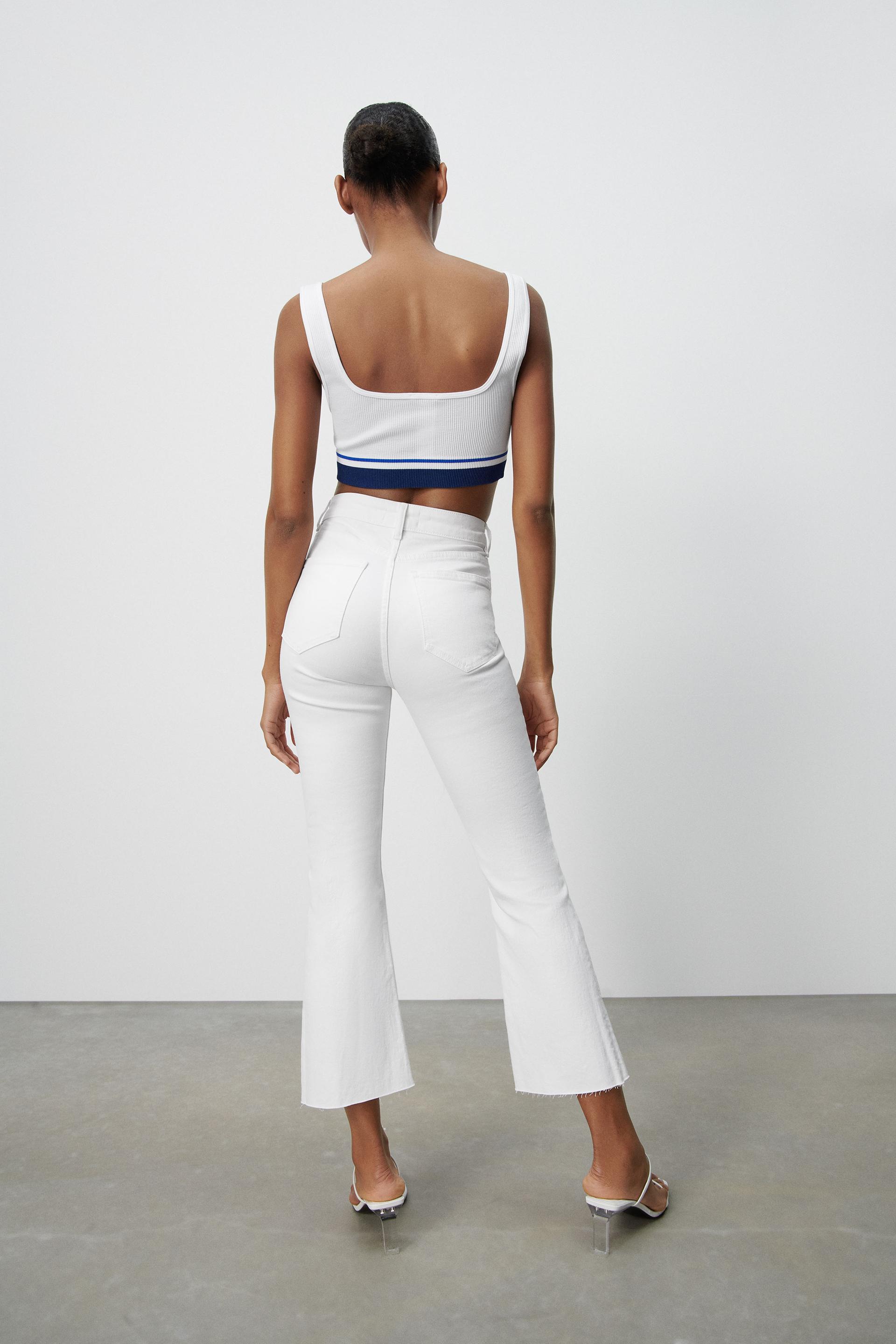 CROPPED FLARED JEANS - White | ZARA Australia