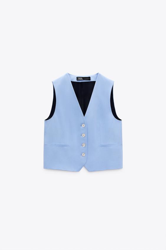 zara blue waistcoat