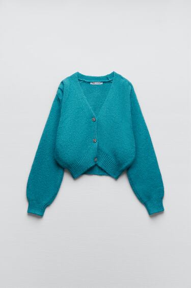 KNIT CARDIGAN WITH GEM BUTTON