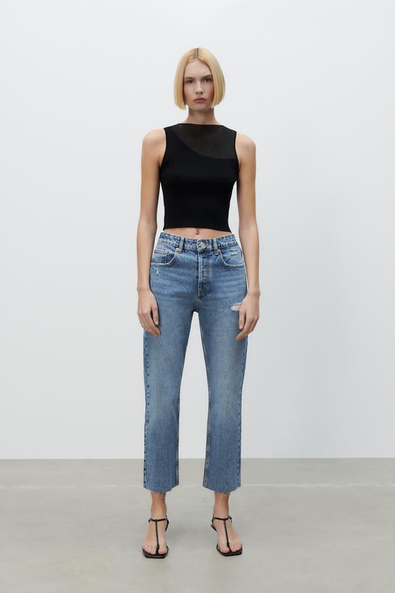 JEANS STRAIGHT HI RISE - Navy blue | ZARA Australia