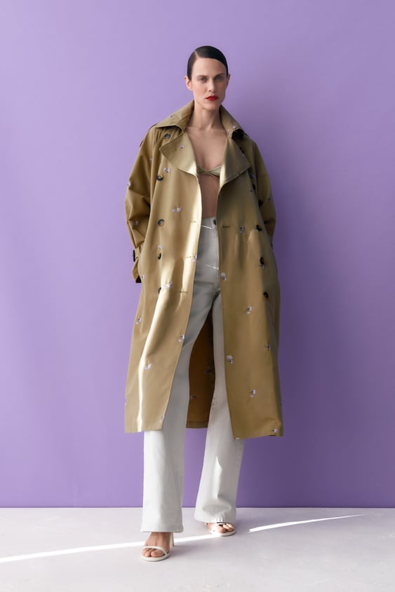 Trench Coat With Fl Embroidery, Zara Trench Coat Nz