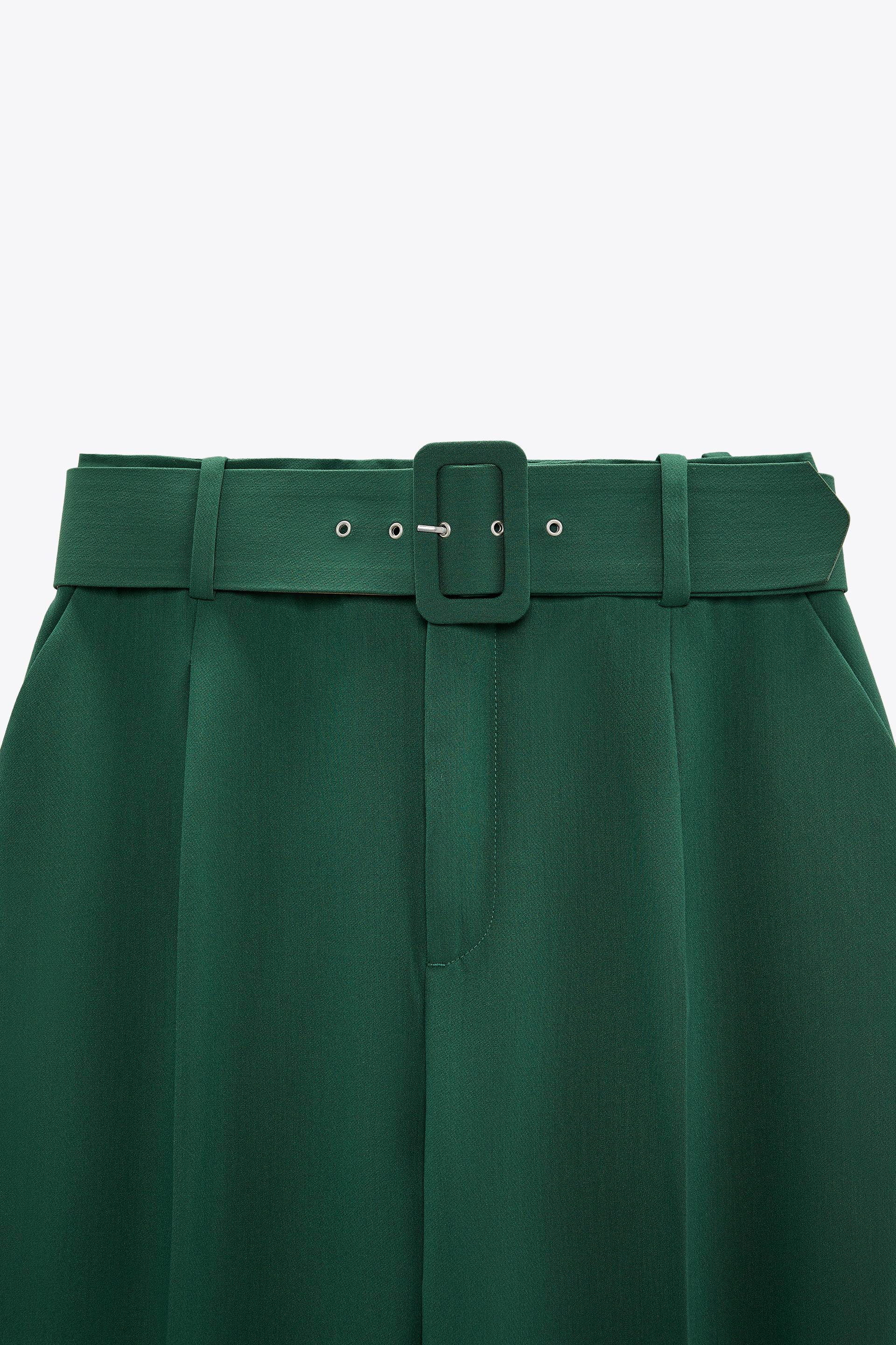 PANTALÓN TIRO ALTO CINTURÓN - Botella | ZARA Chile