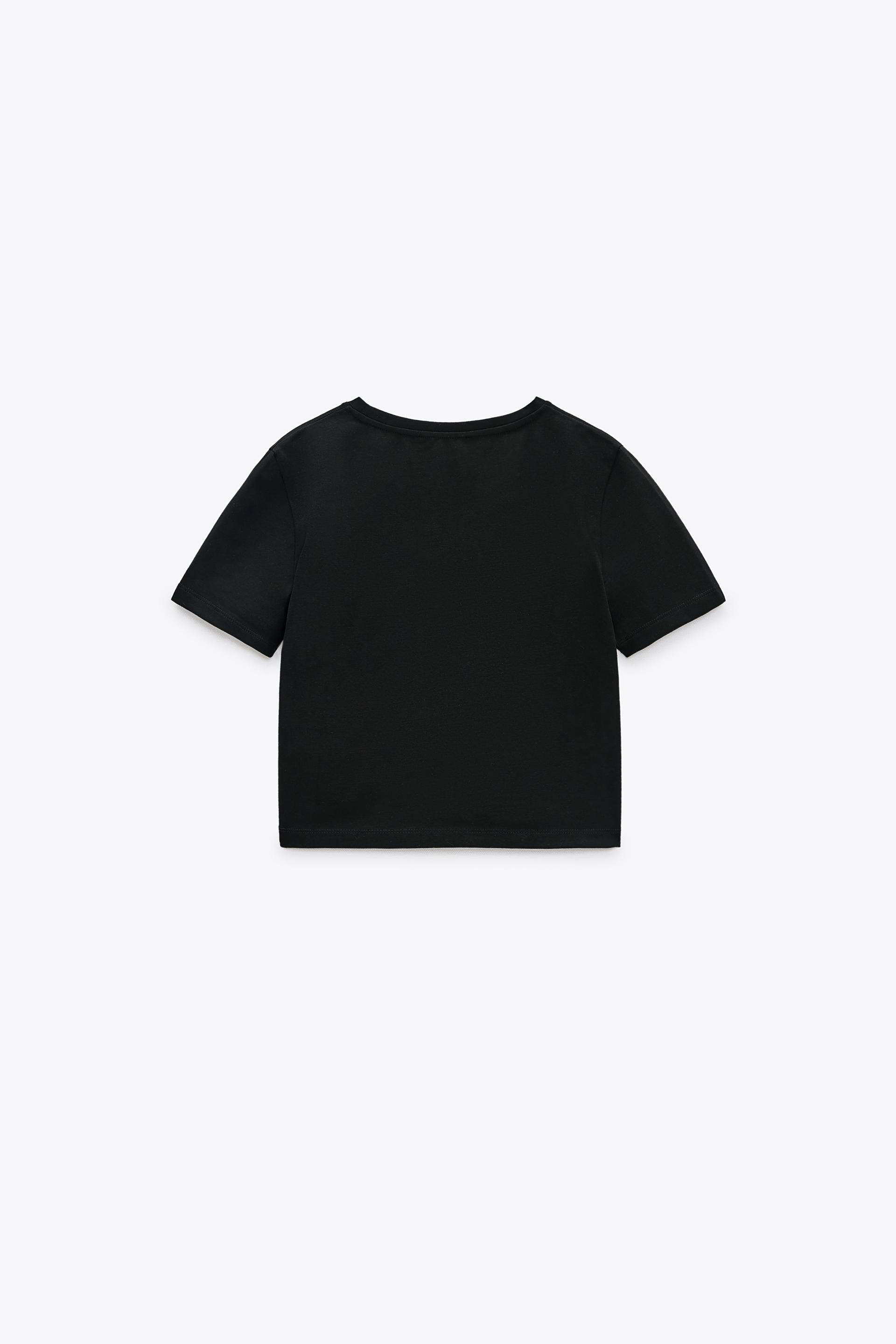 CROPPED T-SHIRT - Black | ZARA Australia