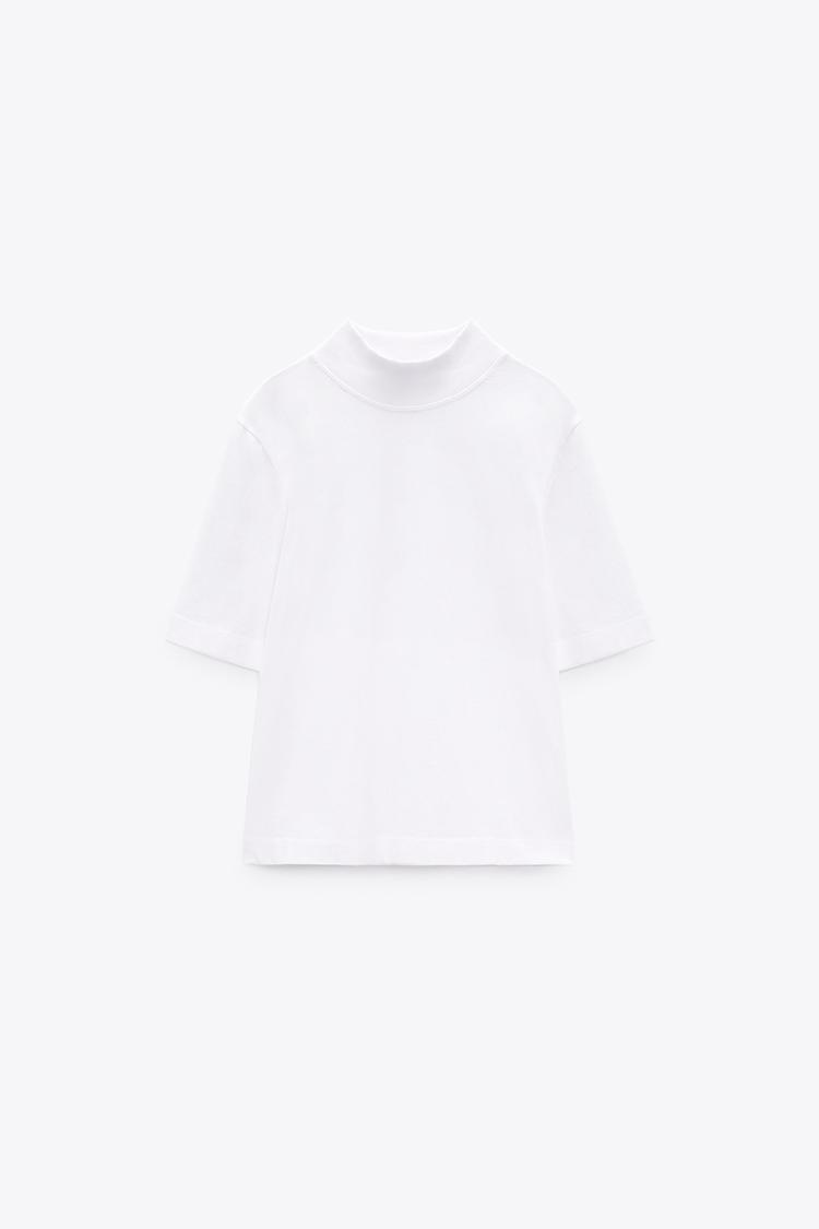 HIGH NECK T-SHIRT - White | ZARA Australia