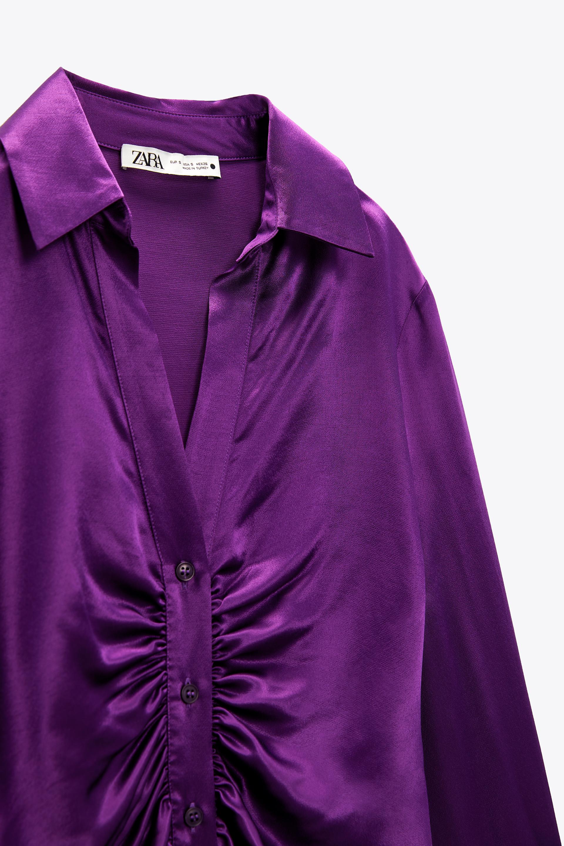 zara satin shirt with gathering