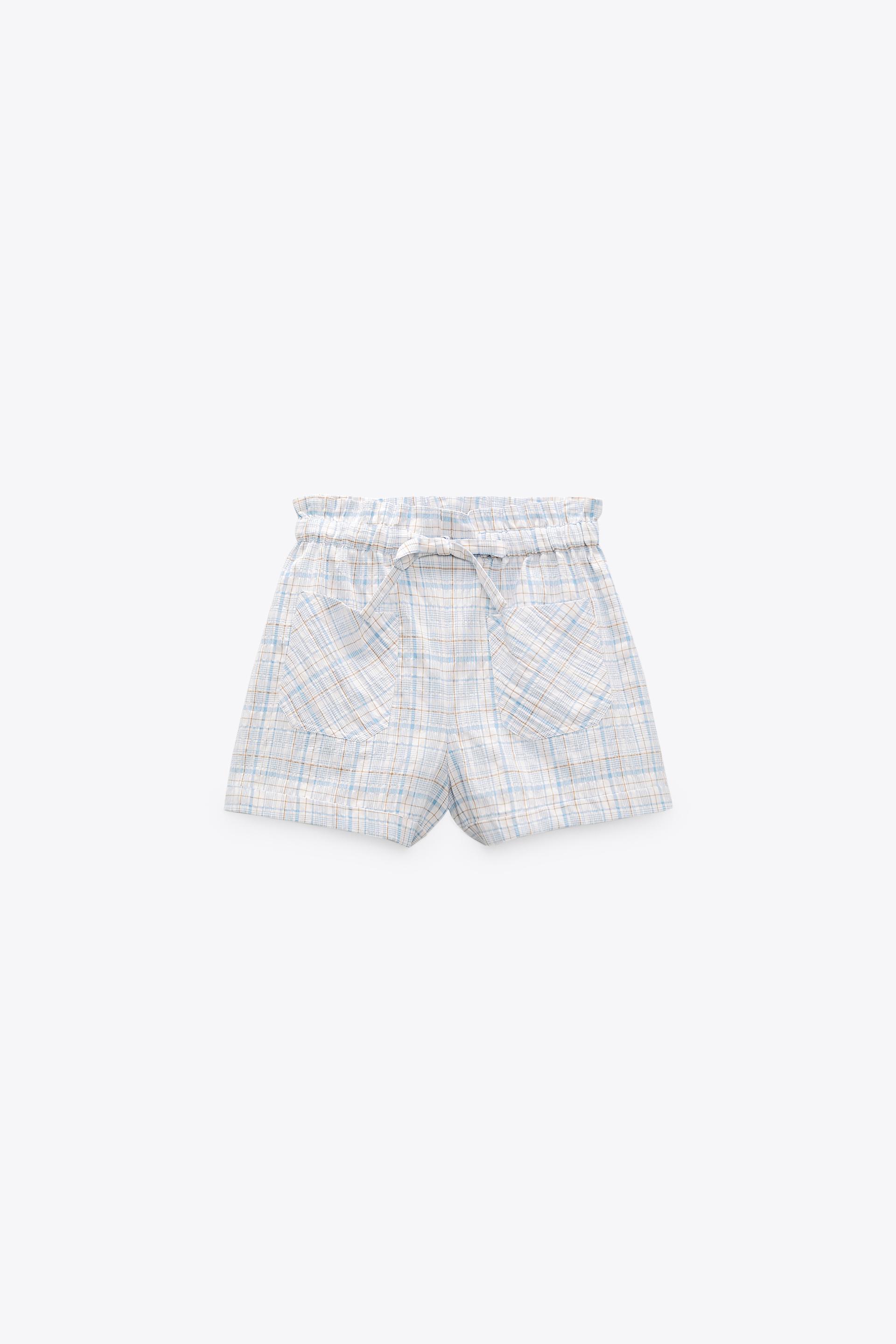 CHECK TEXTURED BERMUDA SHORTS - Ecru 