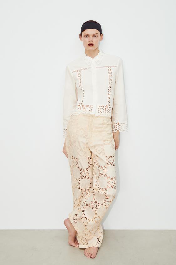 CROCHET DETAIL SHIRT - White | ZARA 