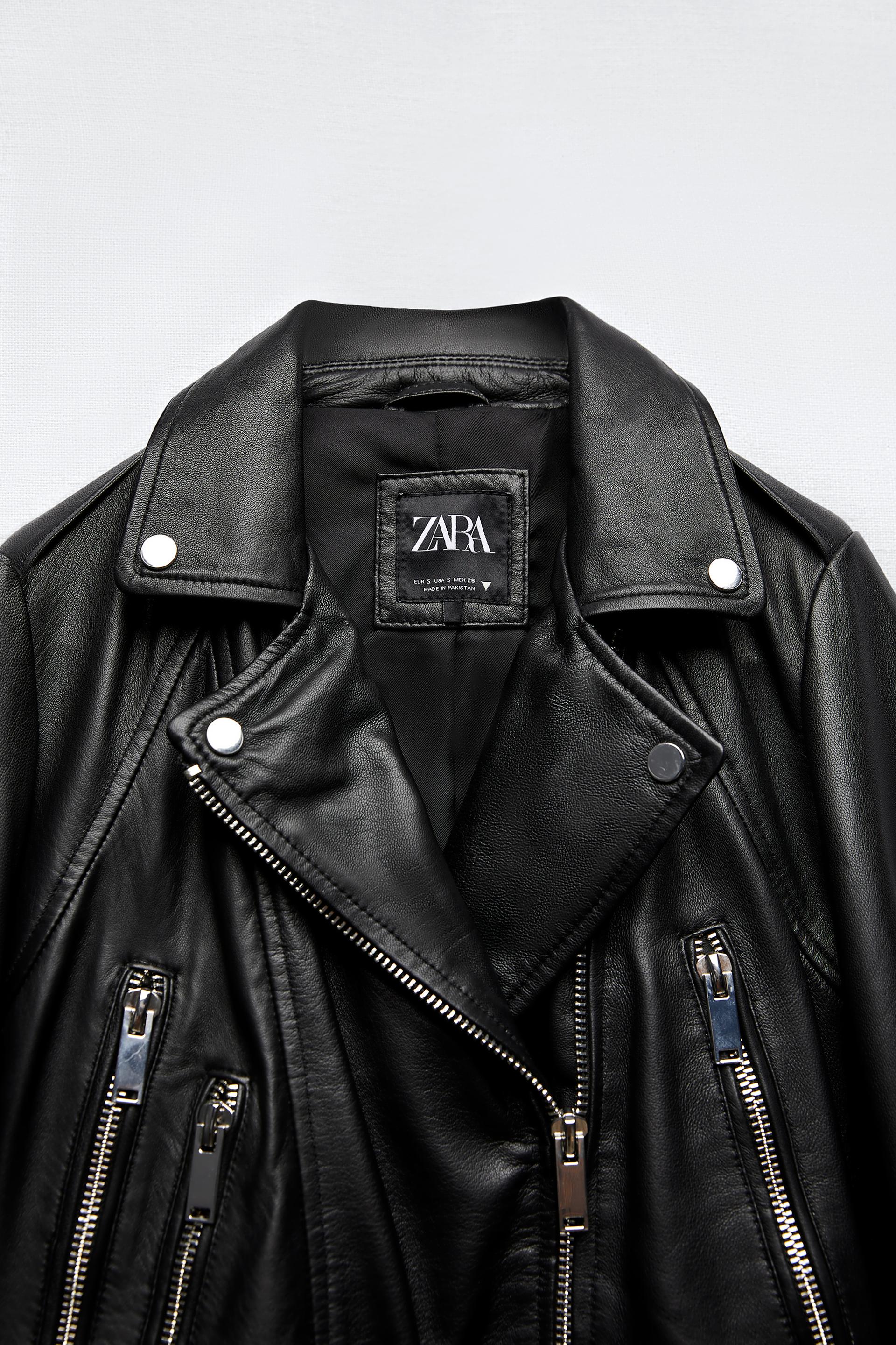 zara black leather jacket