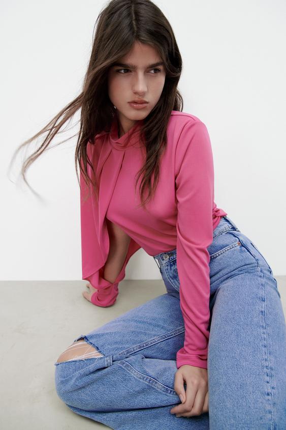 blusa fucsia zara