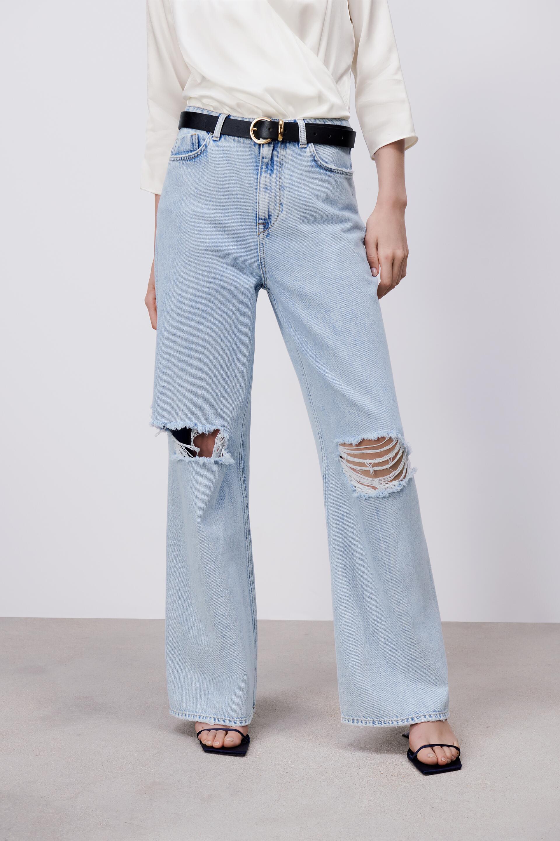 Z1975 RIPPED WIDE-LEG JEANS - Light blue | ZARA Australia