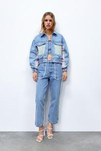 zara contrast denim jacket