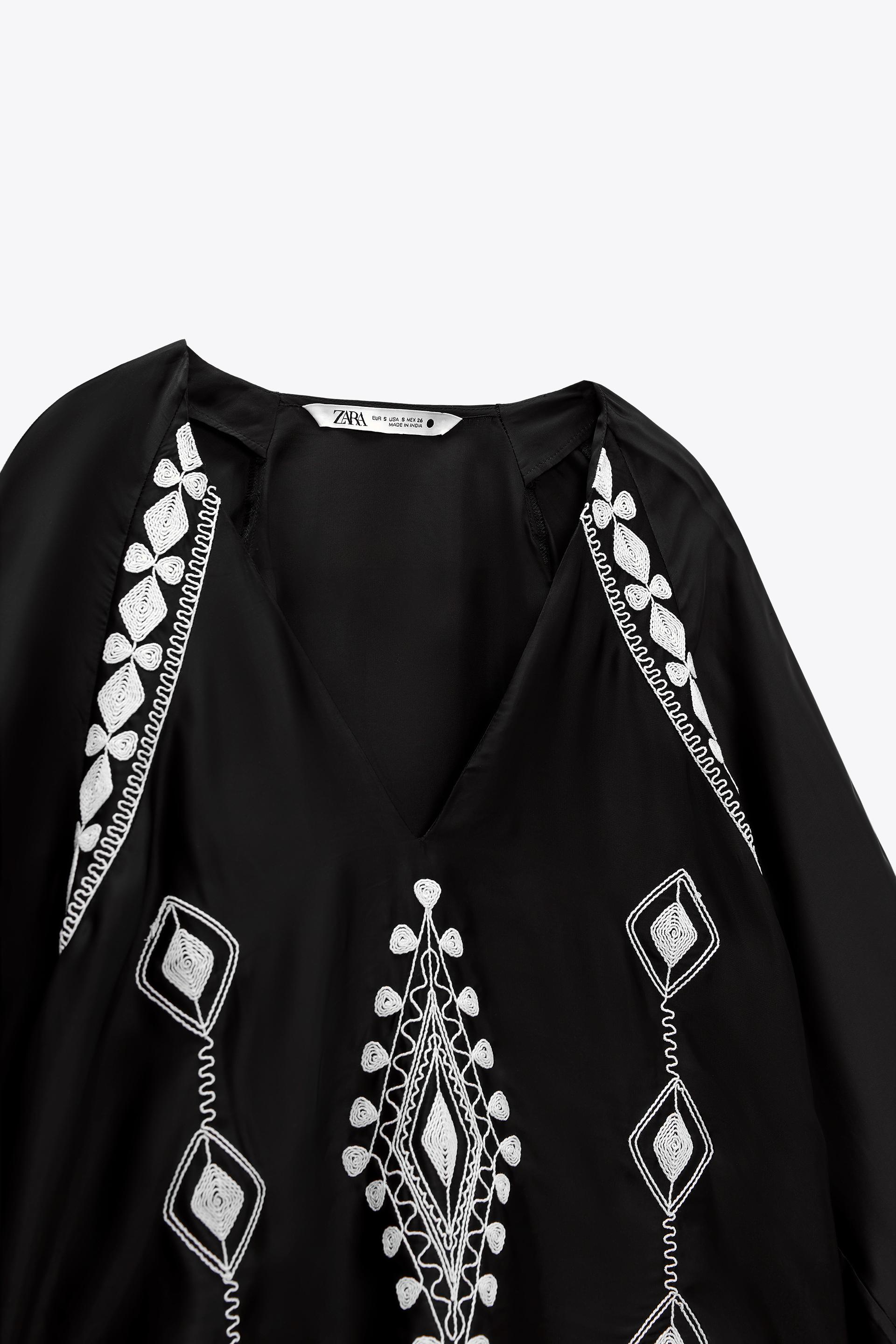 EMBROIDERED BLOUSE - Black | ZARA Australia