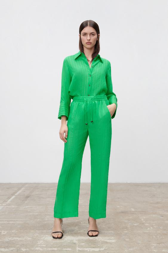 STRIPED TROUSERS - Green | ZARA Australia