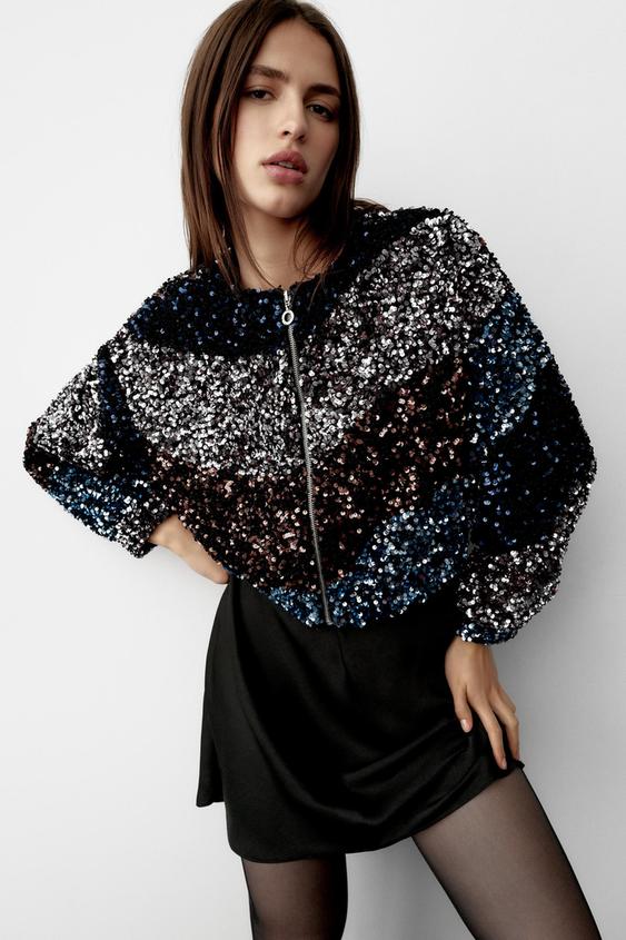 sequin bomber jacket zara