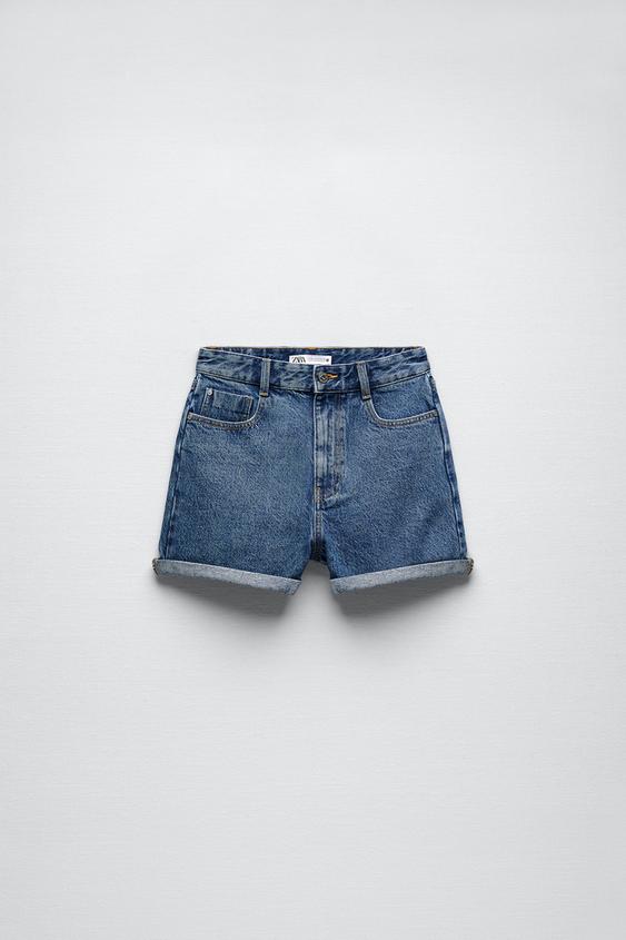 MOM FIT SHORTS - Mid-blue | ZARA Australia