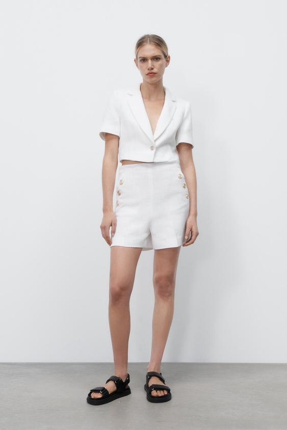 BUTTONED BERMUDA SHORTS - White | ZARA 