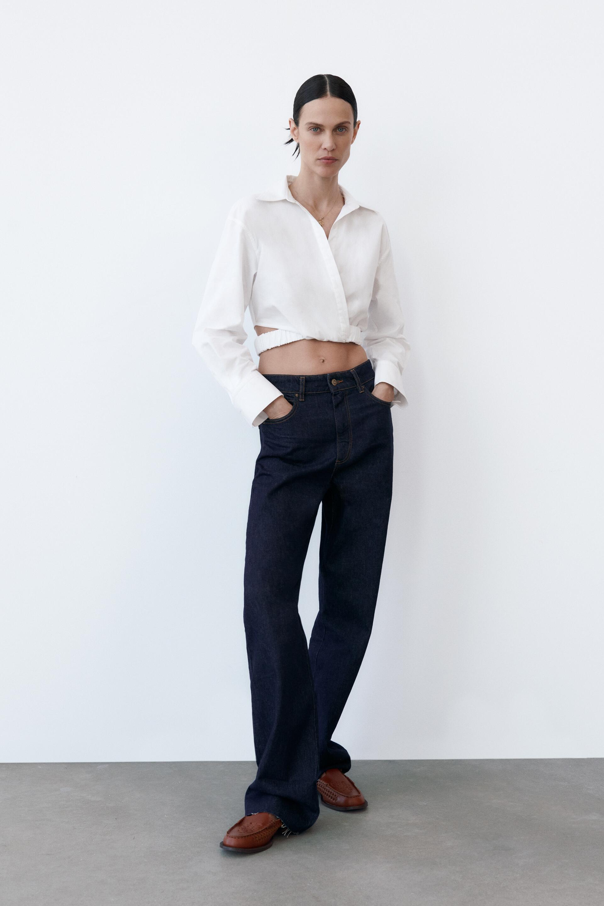 CROPPED POPLIN SHIRT - Black | ZARA 
