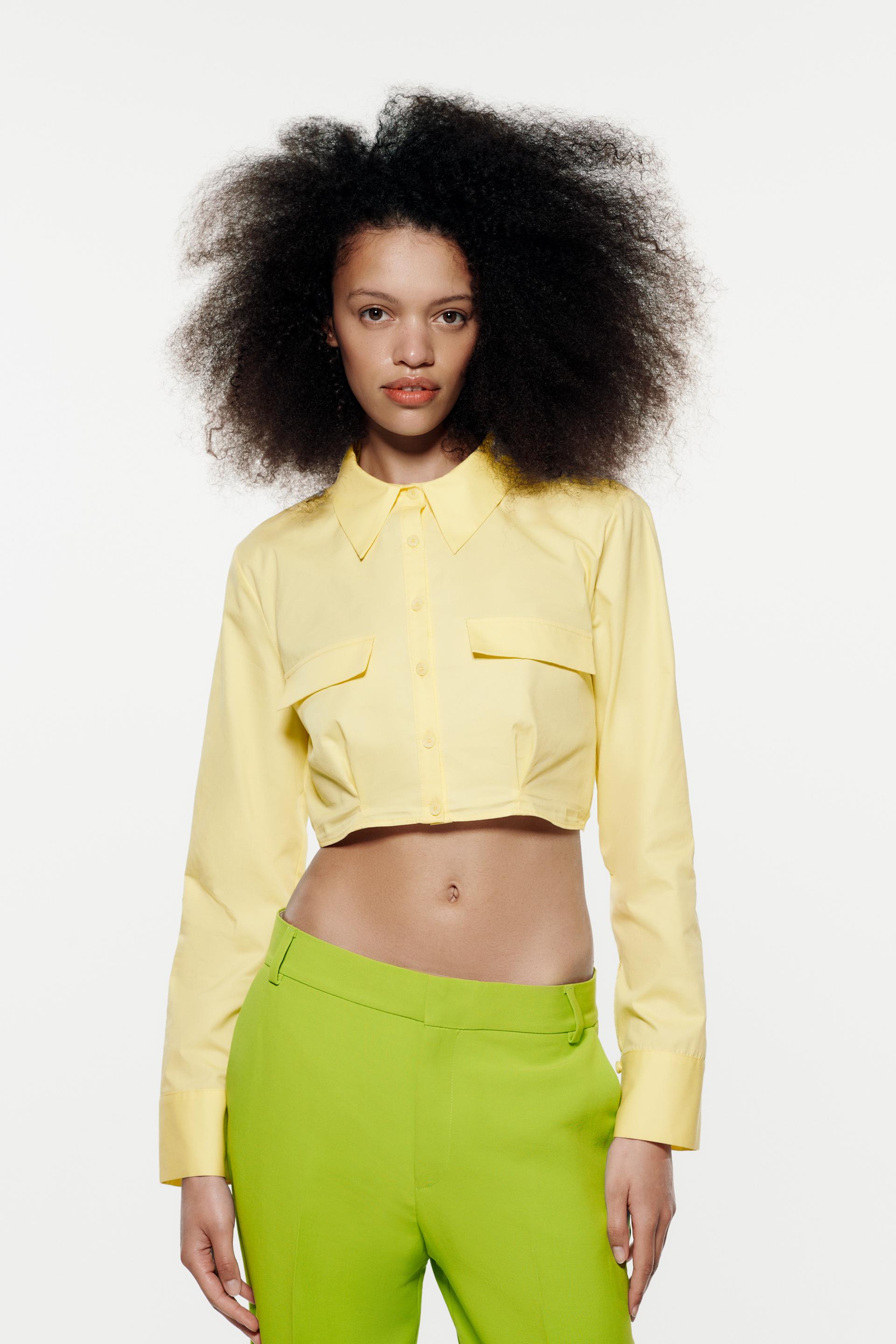 CROPPED SHIRT WITH POCKETS - Black 