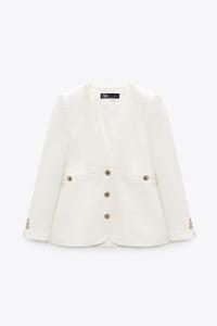 zara white double breasted blazer