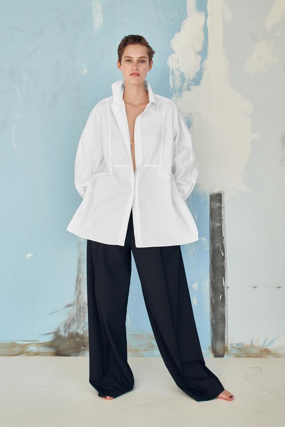 POPLIN SHIRT WITH POCKET - White | ZARA 
