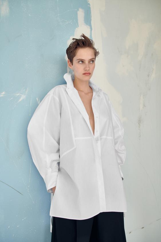 POPLIN SHIRT WITH POCKET - White | ZARA 
