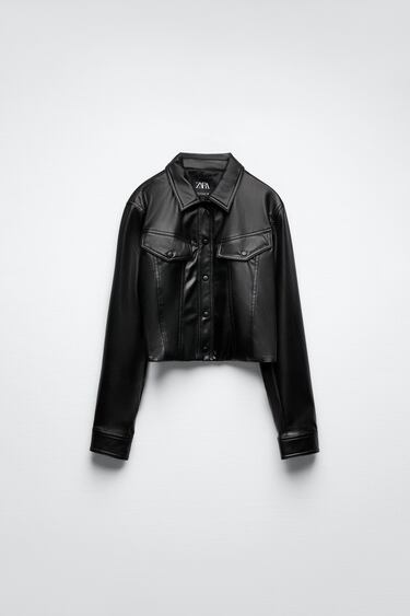 CROPPED FAUX LEATHER JACKET