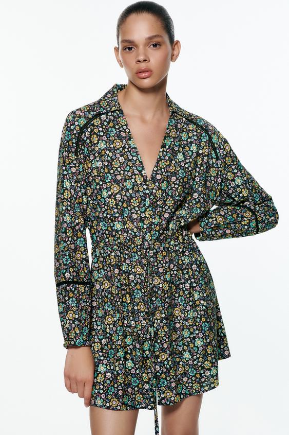 FLORAL SHIRT DRESS - Multicoloured 