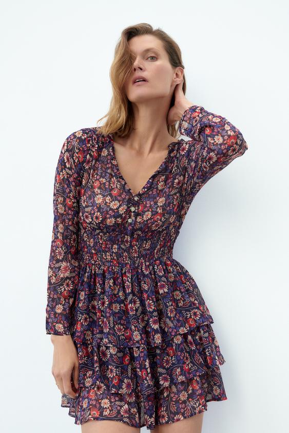 VESTIDO MINI VOLANTES - Blanco / Negro | ZARA España