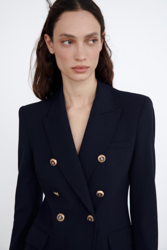 BLAZER ENTALLADA BOTONES - Marino | ZARA Chile