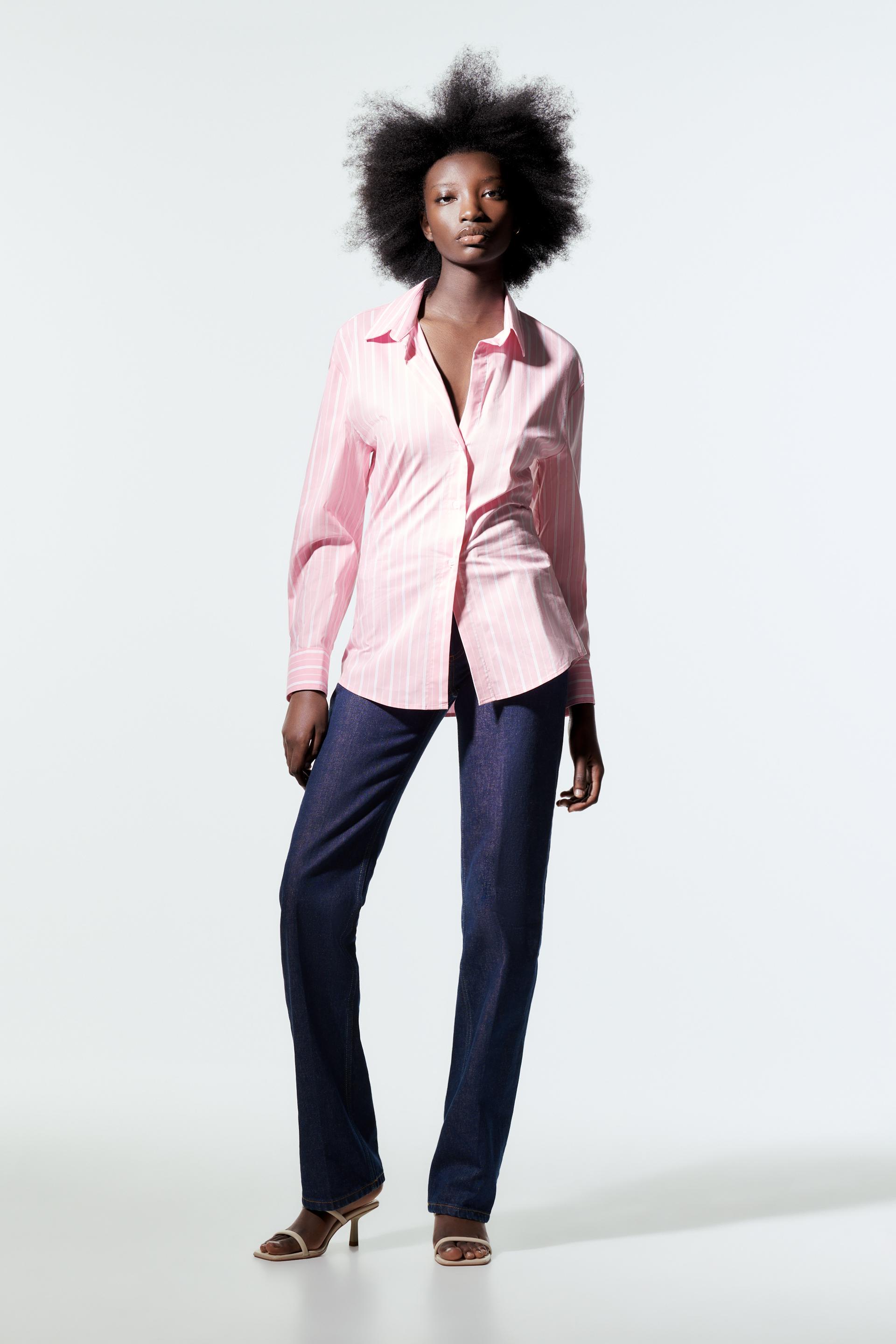 STRIPED TAILORED POPLIN SHIRT - Pink 