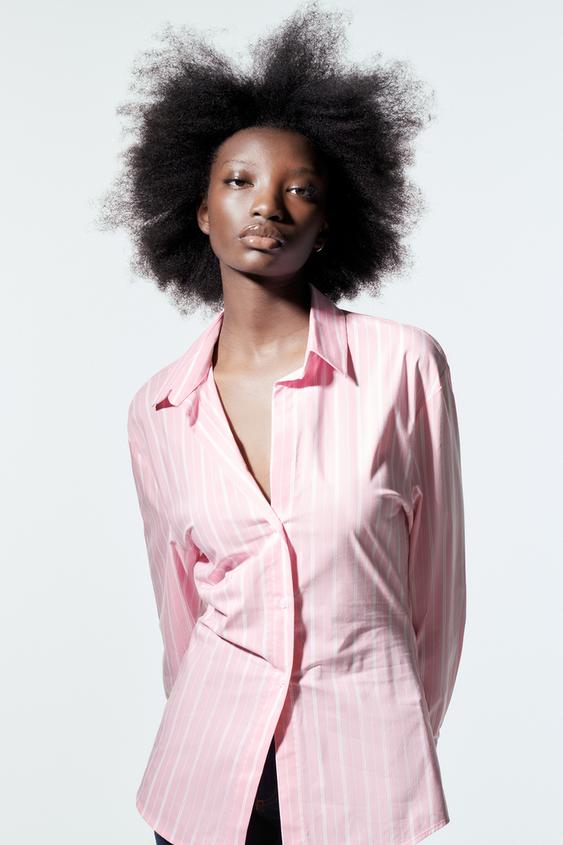 zara pink poplin shirt
