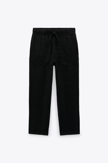 PANTALÓN COMBINADO SATINADO - Negro | ZARA España