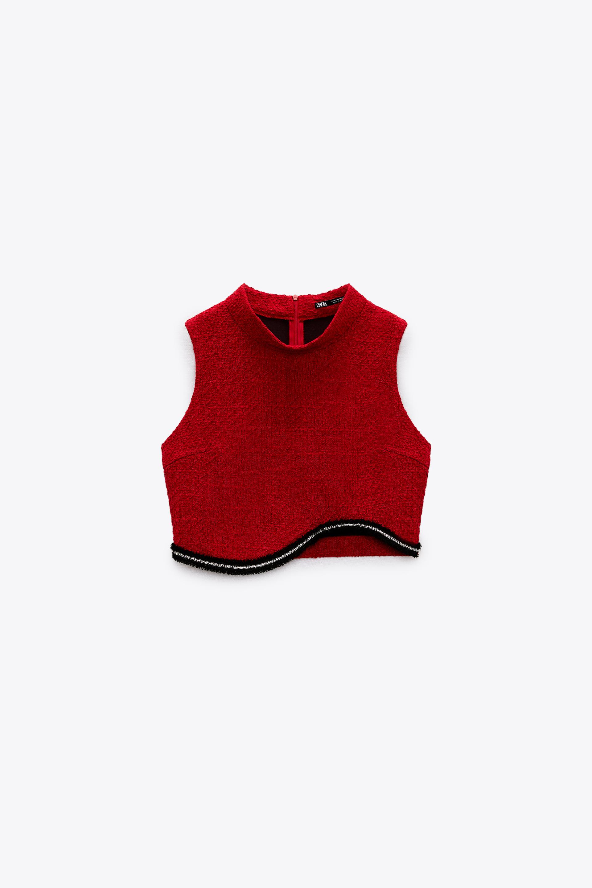 TEXTURED CROP TOP - Red | ZARA Australia