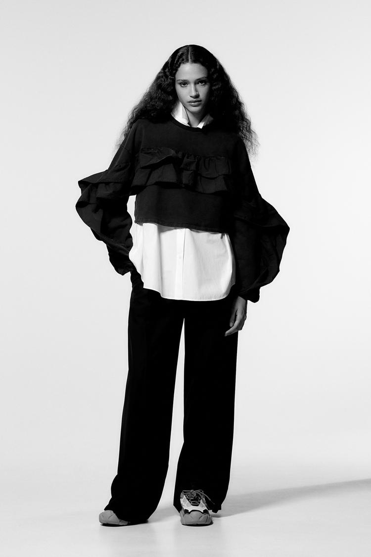 PANTALÓN LARGO FLUIDO - Negro | ZARA Chile