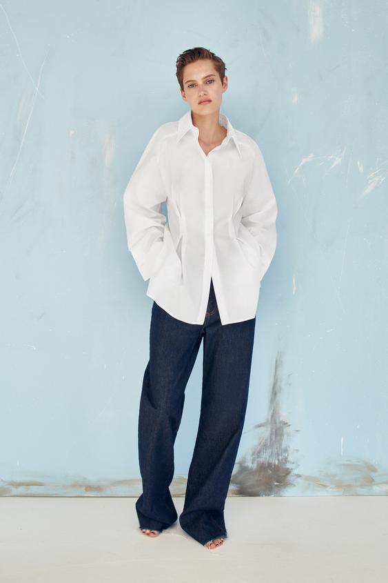 CAMISA POPELÍN PLIEGUES - Blanco | ZARA Chile