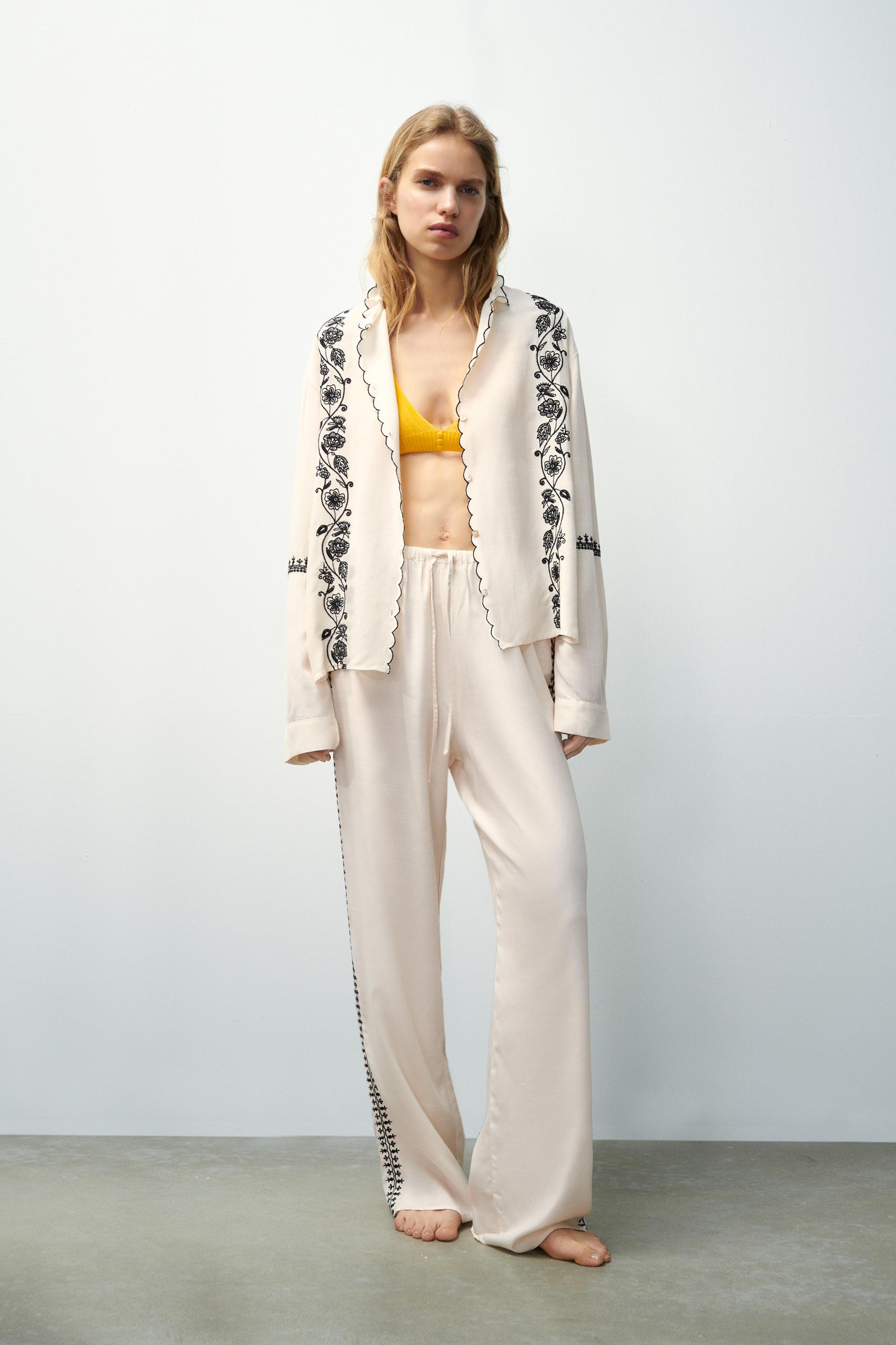 EMBROIDERED SHIRT - Oyster White | ZARA 