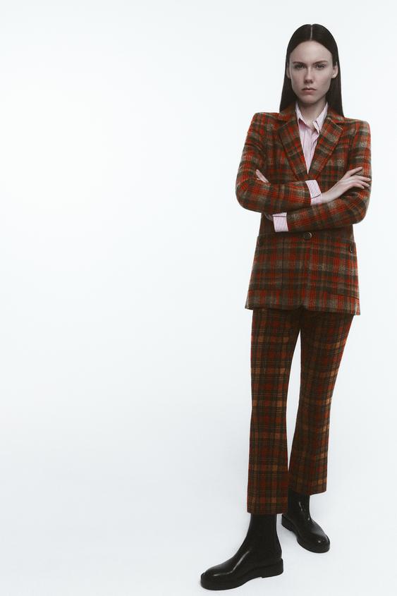CHECKED FLARED LEGGINGS - Multicoloured 
