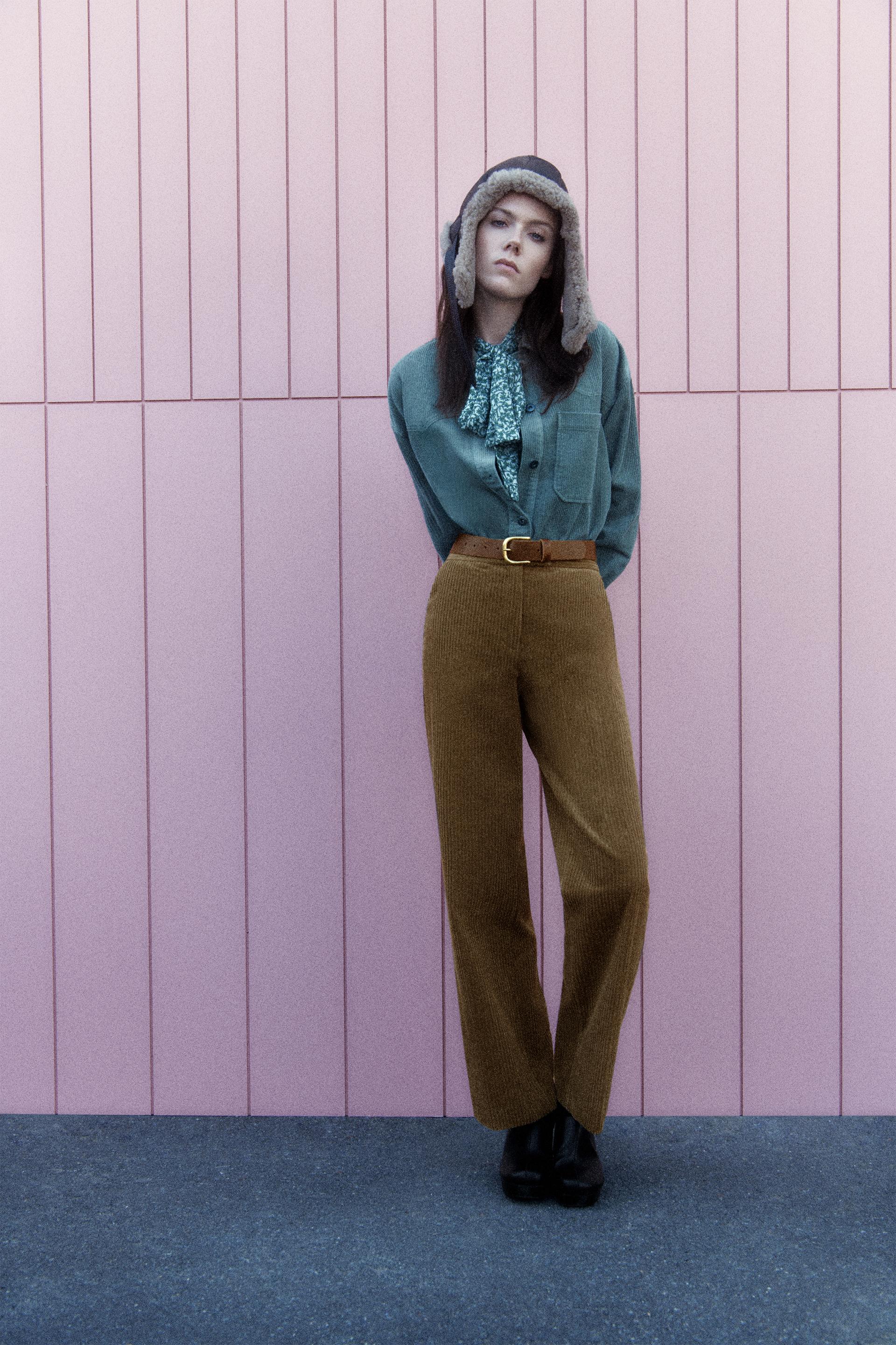 STRAIGHT FIT CORDUROY TROUSERS - Dark 