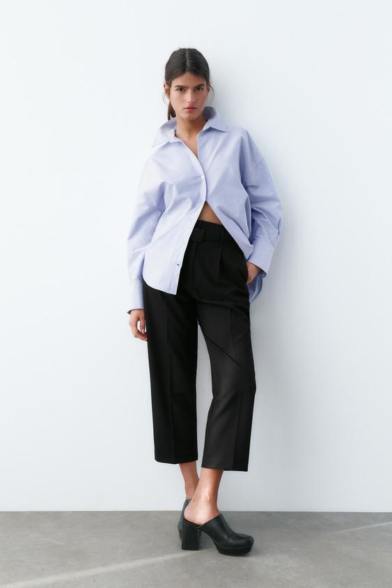 PLEATED TROUSERS WITH BELT DETAIL 