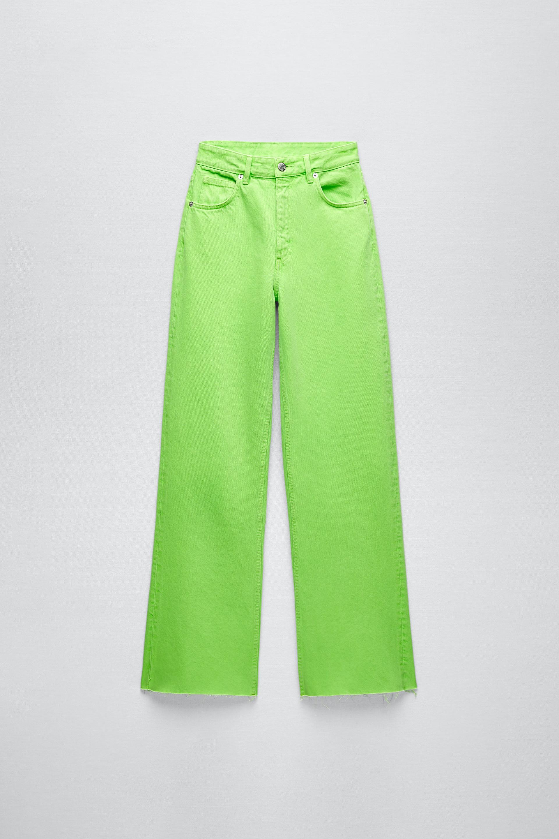 WIDE-LEG JEANS - Neon green | ZARA 