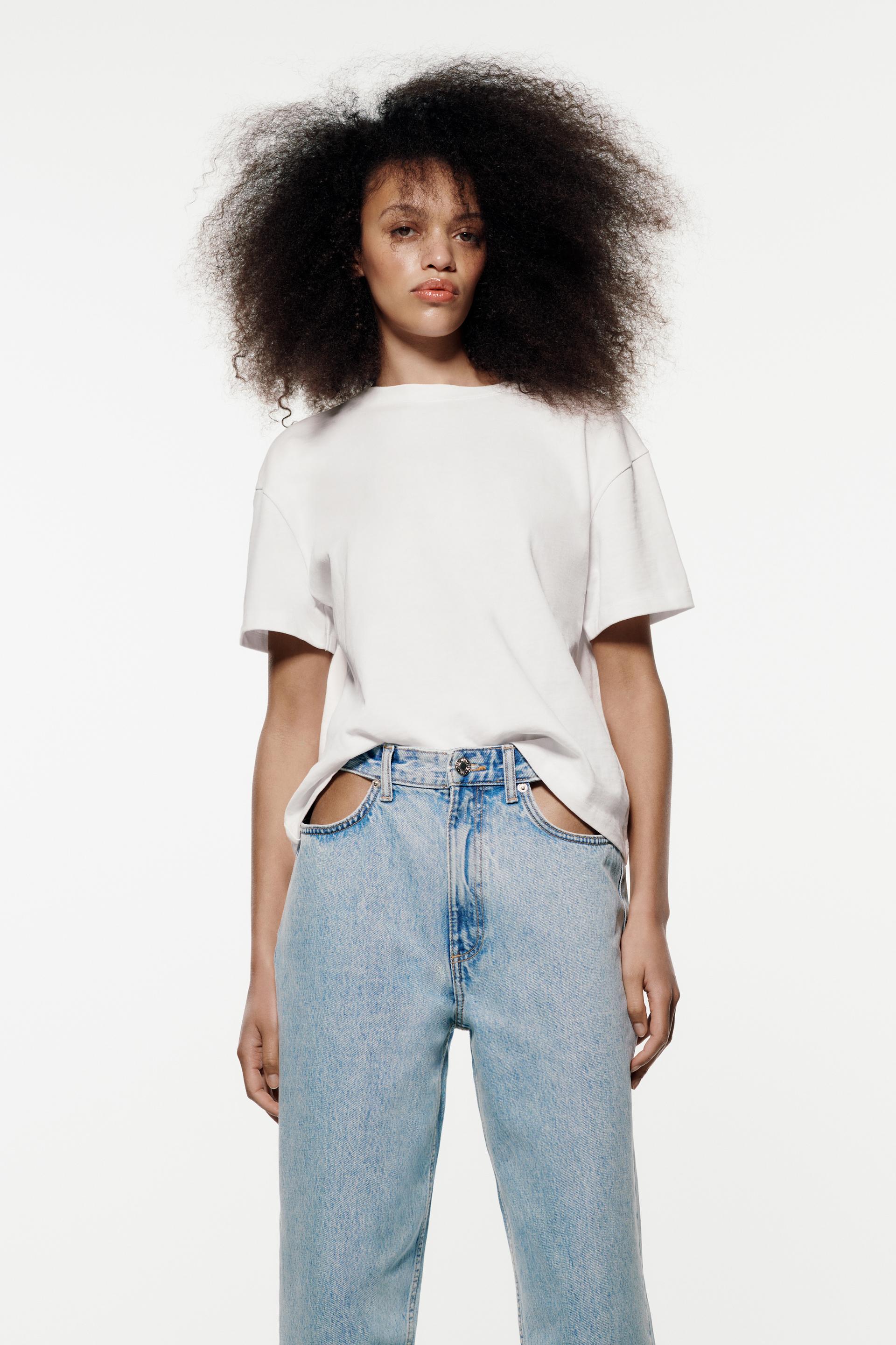 HI-RISE CUT-OUT JEANS - Blue | ZARA New 