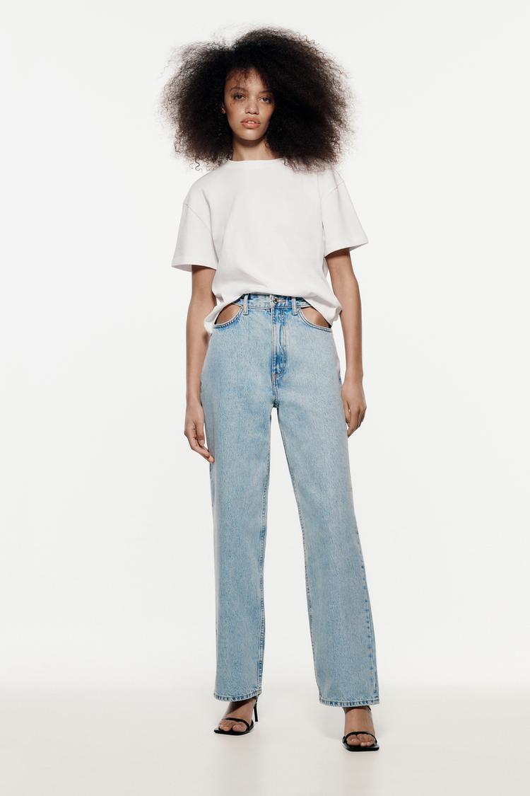 HI-RISE CUT-OUT JEANS - Blue | ZARA New 