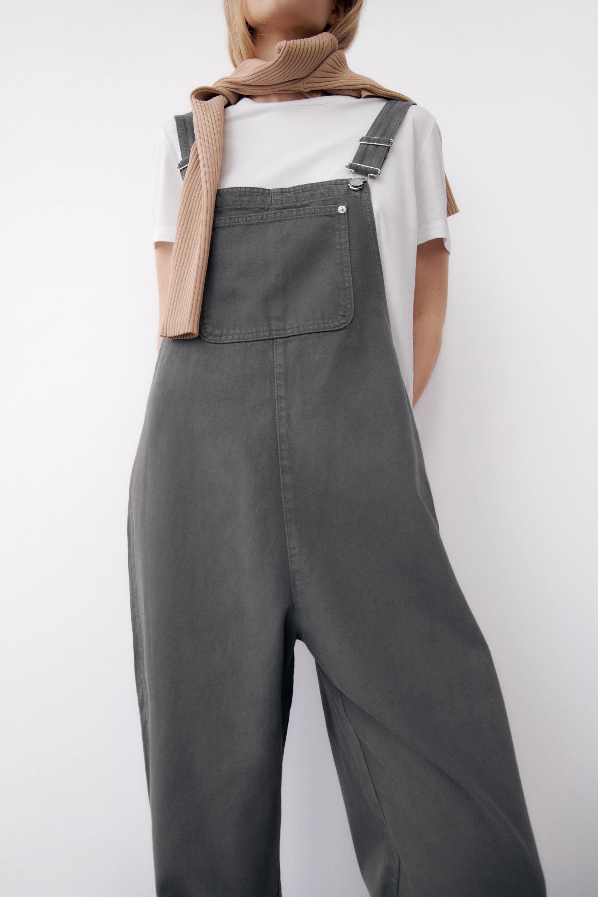 DENIM DUNGAREES - Charcoal grey | ZARA 