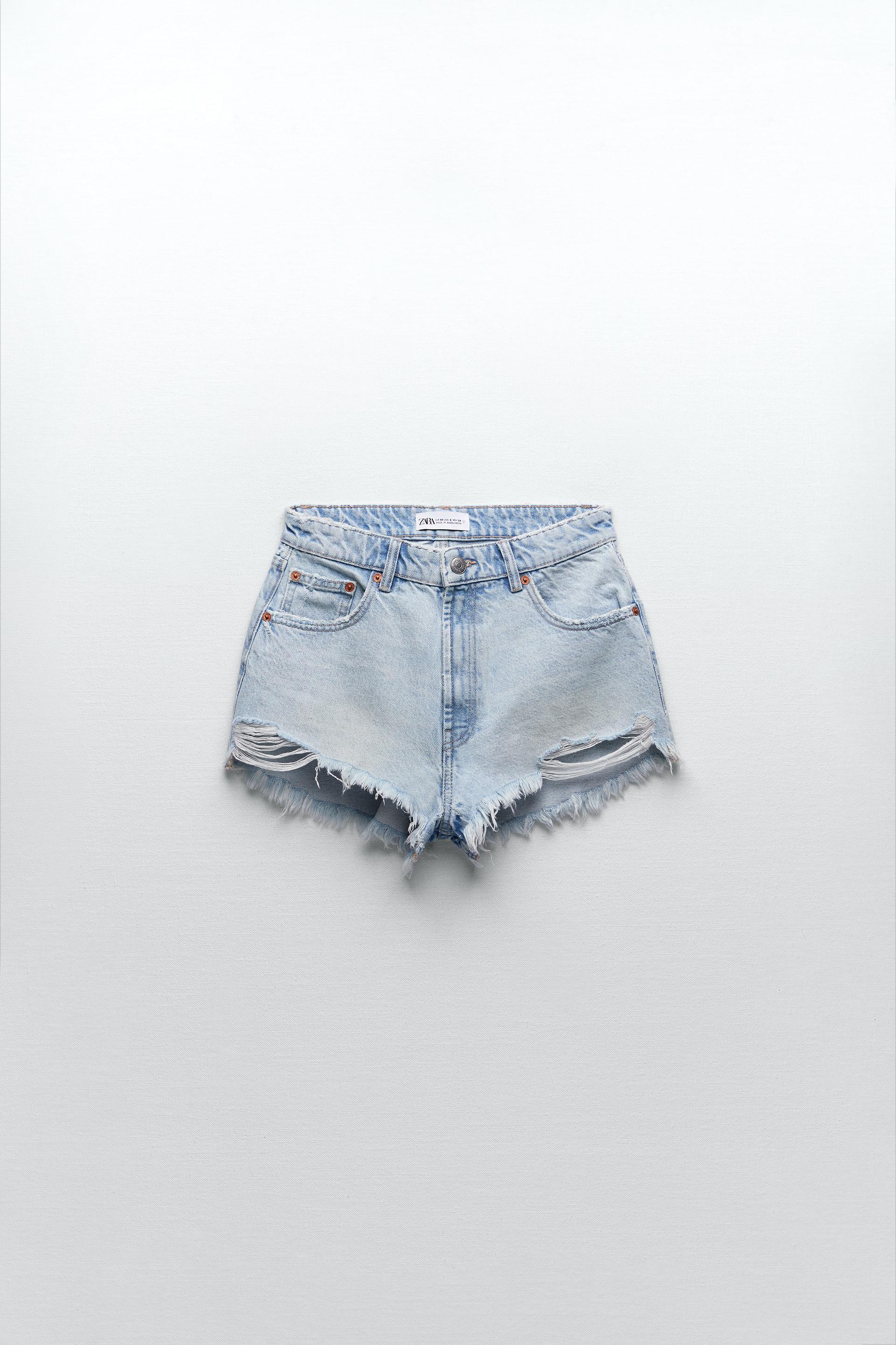 HI-RISE DENIM SHORTS - White | ZARA 