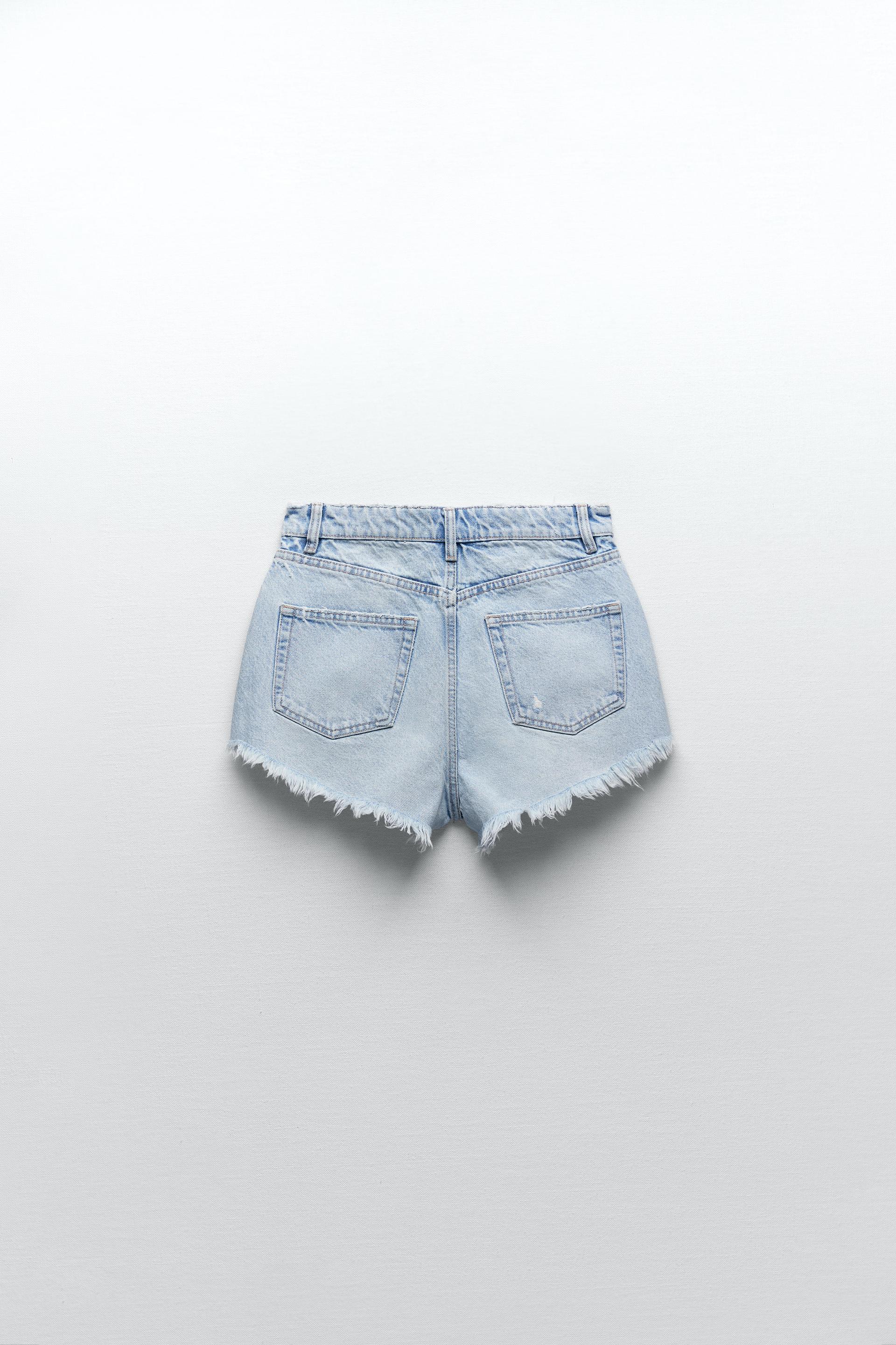 HI-RISE DENIM SHORTS - White | ZARA 