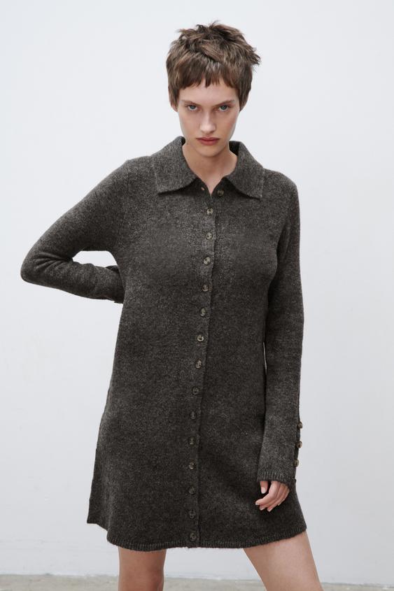 VESTIDO PUNTO CUELLO PERKINS - Verde | ZARA España